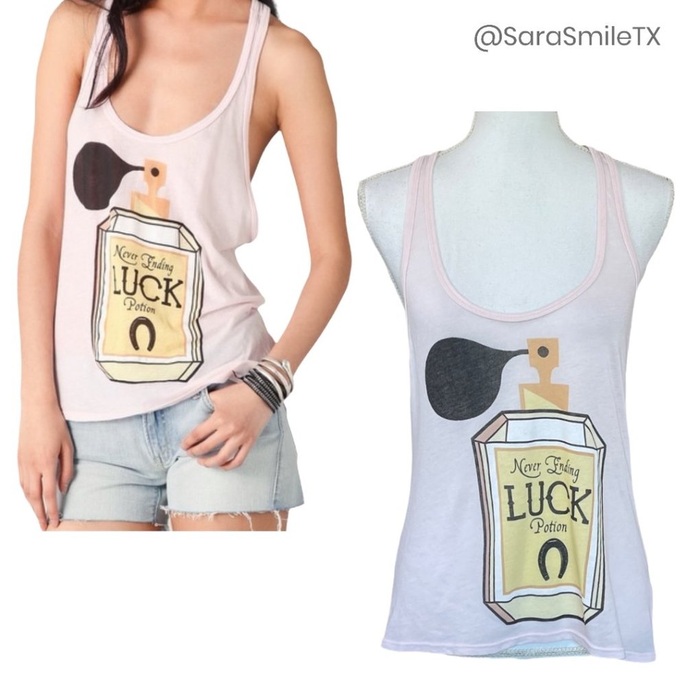 WILDFOX - Never Ending Luck Potion - Pale Pink Racerback Tank Top - RARE!